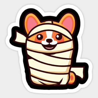 Corgi Mummy Costume Halloween Retro Colorful Sticker